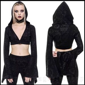 KILLSTAR Witchhead Hooded Crop Top Goth Witchy